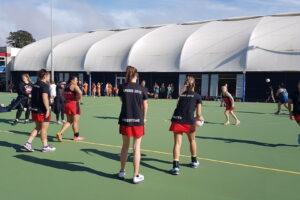 Netball girls play for 3rd place in their pool at Netball North Harbour.