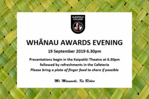 Whānau Awards next Thursday Evening.