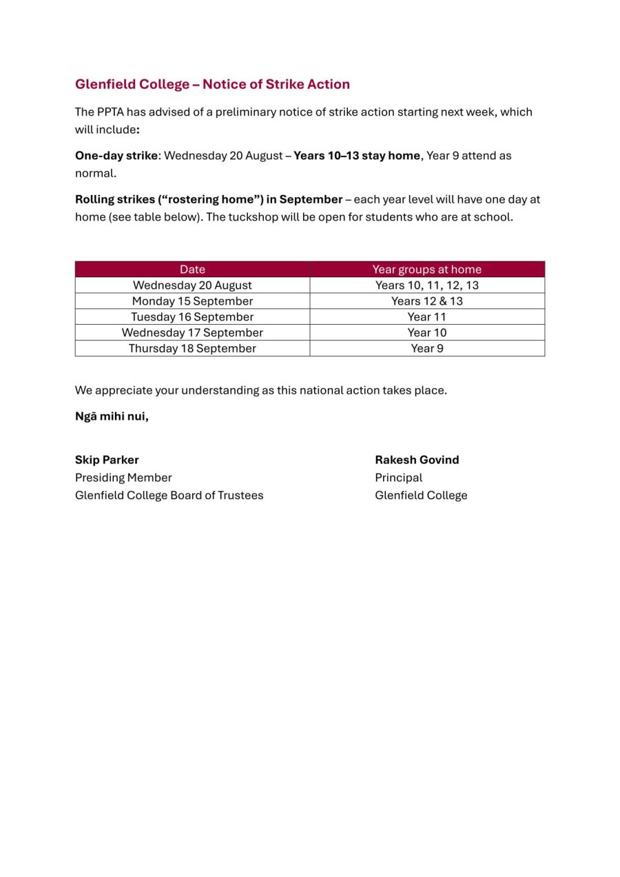 Important Information – Notice of Strike Action
